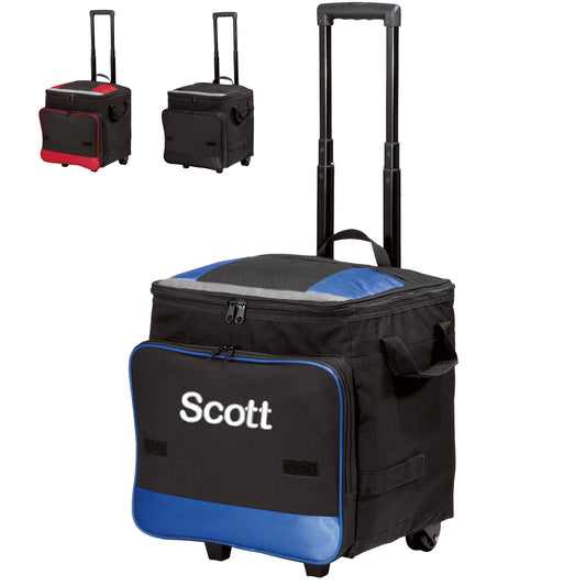 Personalized Rolling Cooler, with Polyester Fabric, Boat Cooler, Insulated Embroidered School Work Sports Monogrammed Custom Name