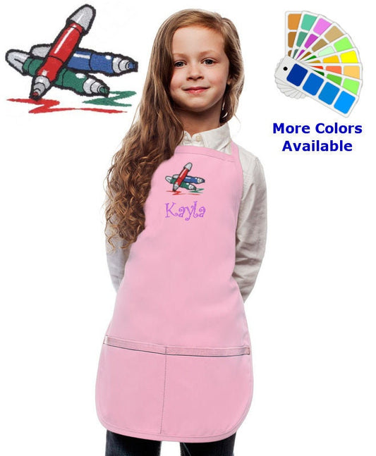Personalized Kids Art Smock with Markers Embroidery Design