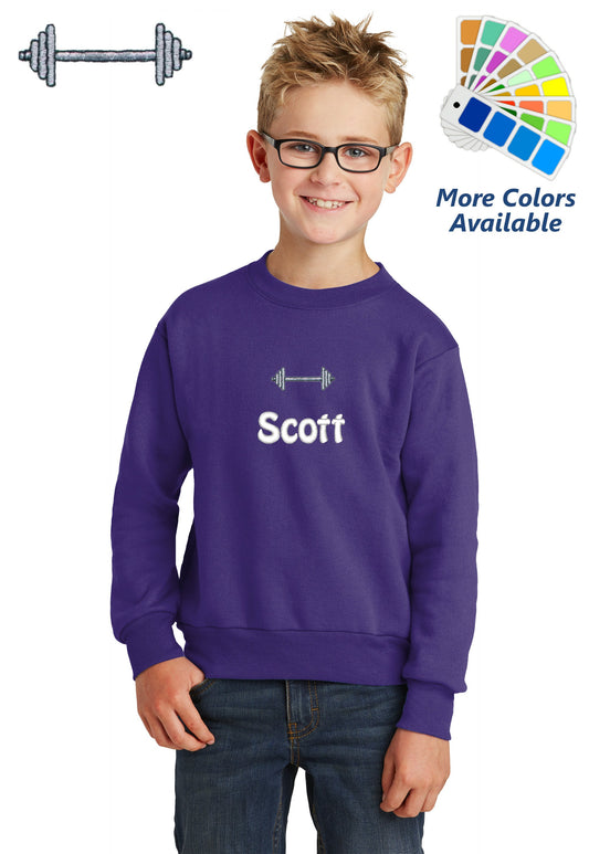 Personalized Kids Weightlifting Sweatshirt Embroidered Name Unisex Girl or Boy Gift with Monogrammed Name Sports Gift Crewneck Sweater