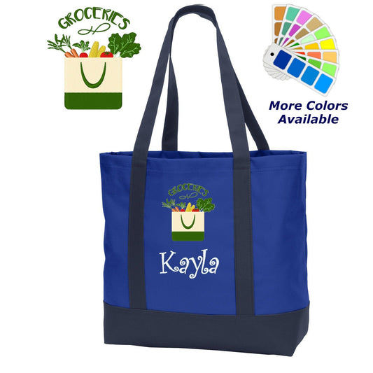 Personalized Grocery Tote Bag, Embroidered Name, Perfect Gift for Mom, Grandmother Gift, Store Tote, Shopping Tote Bag