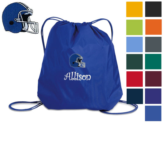 Personalized Kids Football Cinch Pack, Drawstring Gym School PE Pool Backpack, Embroidered Sports Bag, Monogrammed Custom Name, Kids Gift