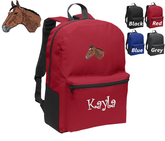 Personalized Kids Backpack Embroidered Horse Monogrammed with Name of Your Choice Perfect Kids School Gift