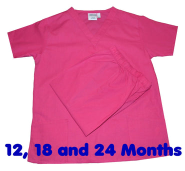 Embroidered Personalized Pink Toddler Kids Scrubs for little Doctors and Nurses