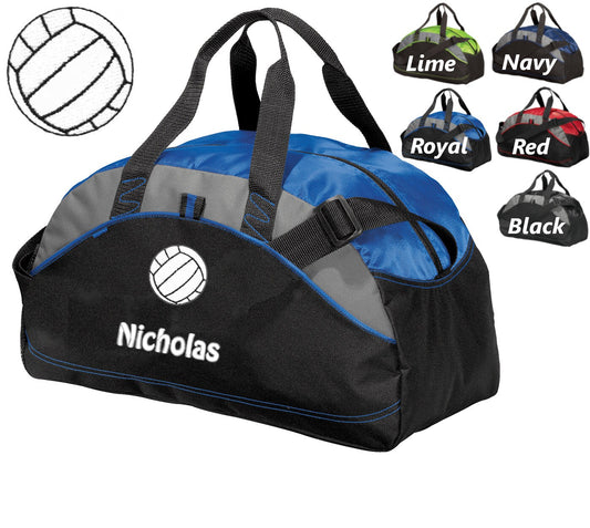 Personalized Kids Volleyball Duffel Bag Gym Bag School PE Contrast Piping and Stitching Embroidered with Name or Text of Your Choice