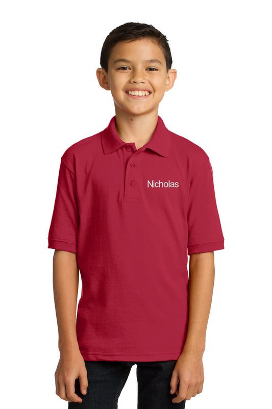 Personalized Kids Red Polo Shirt Embroidered Monogrammed with a Name or Text of Your Choice