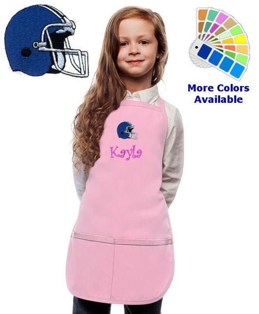 Personalized Kids Apron with Football Helmet Embroidery Design, Cooking Kitchen Gift, School Gift, Sports Gift, Monogrammed, Cooking Party
