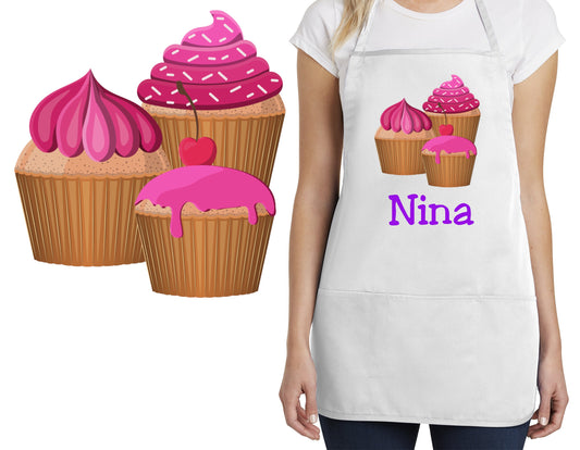 Personalized Kids Apron Cupcakes Design, Monogrammed Chef Gift, Chef Gift, Cooking Party, Art Party, School Aprons, Printed Apron