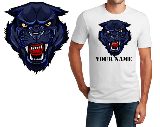 Personalized T-Shirt Panther Cat Design, Sports Shirt, Custom Printed Shirt, Custom Name, Dad Gift, Coach Gift, Unisex, Womens Tee