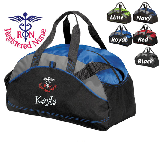 Personalized Registered Nurse RN Duffle Bag, Scrubs Bag, Embroidered Custom Name, Hospital Bag, Travel Bag, Monogrammed, Travel Gift
