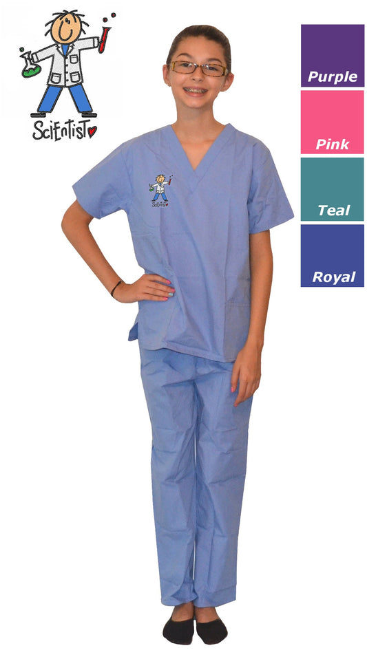 Kids Scrubs with Scientist Embroidery Design