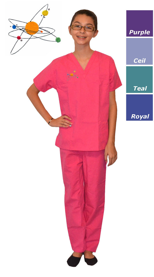 Kids Scrubs with Solar System Planets Embroidery Design