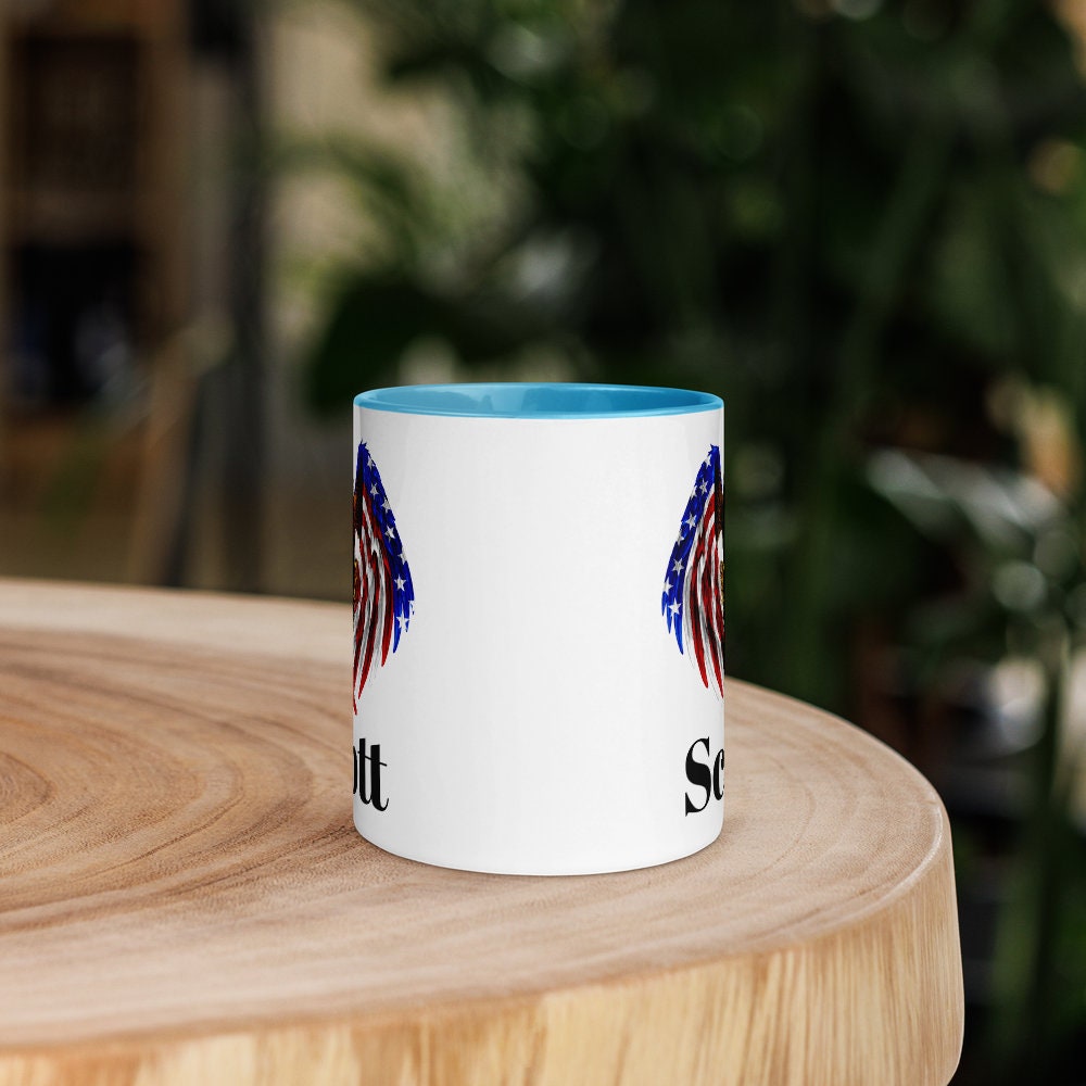 Custom American Eagle Coffee Mug, Patriotic Cup, USA, Custom American Flag Mug, Ceramic