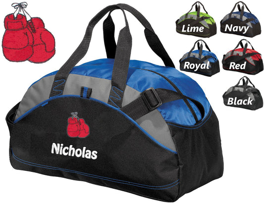 Personalized Kids Boxing Gloves Duffel Bag Gym Bag School PE Contrast Piping and Stitching Embroidered with Name or Text of Your Choice