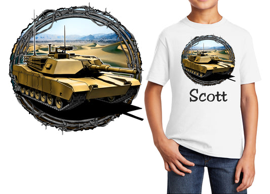 Personalized Kids T-Shirt Tank Military Design, T-Shirt, Colorful, Cotton, Low Price Inexpensive Tee Shirt, Student School Gift