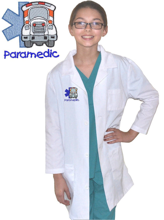 Kids Lab Coat with Paramedic Ambulance Embroidery Design