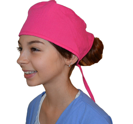 Pink Scrub Cap for Kids, Surgical Caps, Nurse Doctor Hat, Surgeon Cap, Solid Color, for little Doctors and Nurses