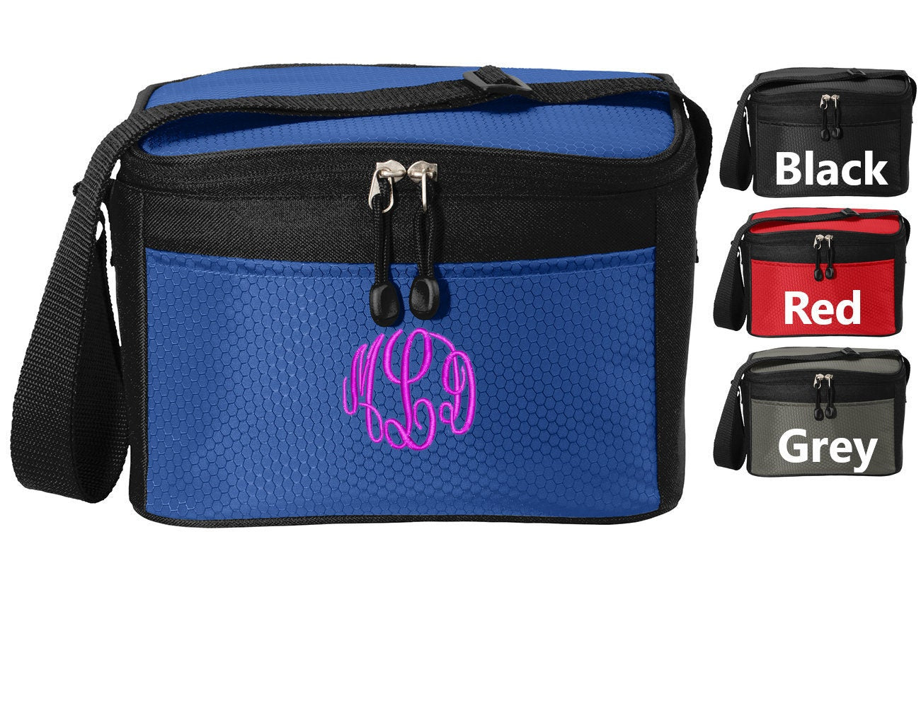 Monogrammed Lunch Bag Box Cooler, with Honeycomb Polyester Fabric, Insulated Embroidered School Work Sports Custom Initials