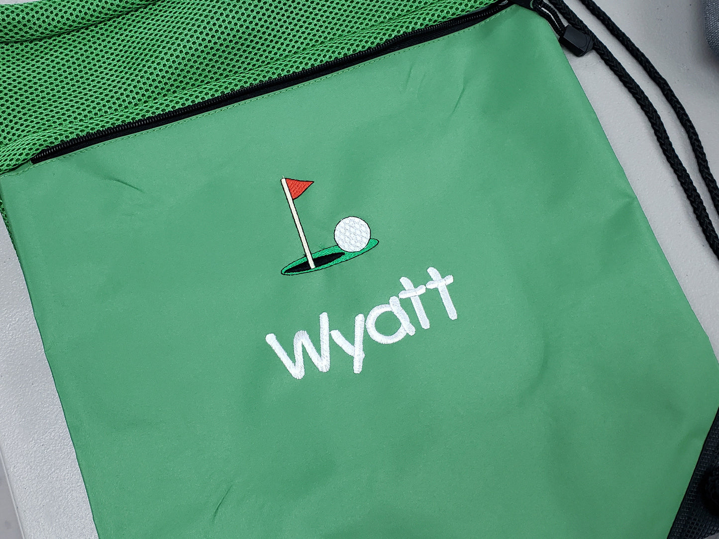 Personalized Kids Golf Cinch Pack, Drawstring Gym School PE Pool, Golf Backpack, Embroidered Monogrammed Custom Name, Perfect Gift