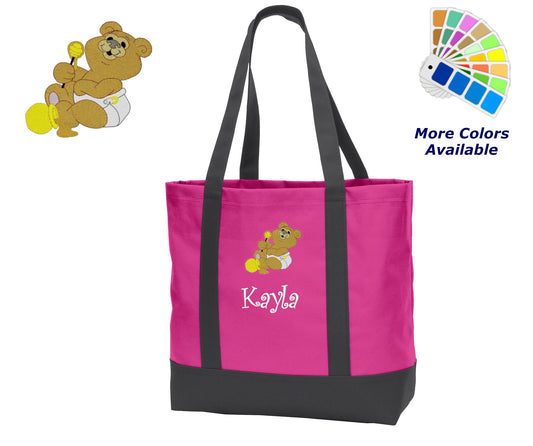 Personalized Diaper Bag, Embroidered Bear, Bag, Infant Bag, with Name of Your Choice, Shower Gift