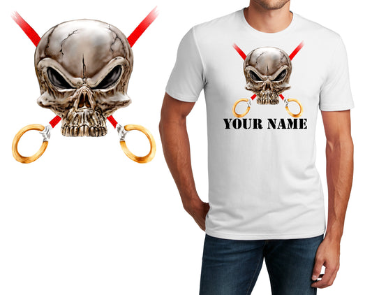 Personalized T-Shirt Gymnastics Skull Design, Sports Shirt, Custom Printed Shirt, Custom Name, Dad Gift, Coach Gift, Unisex, Womens Tee