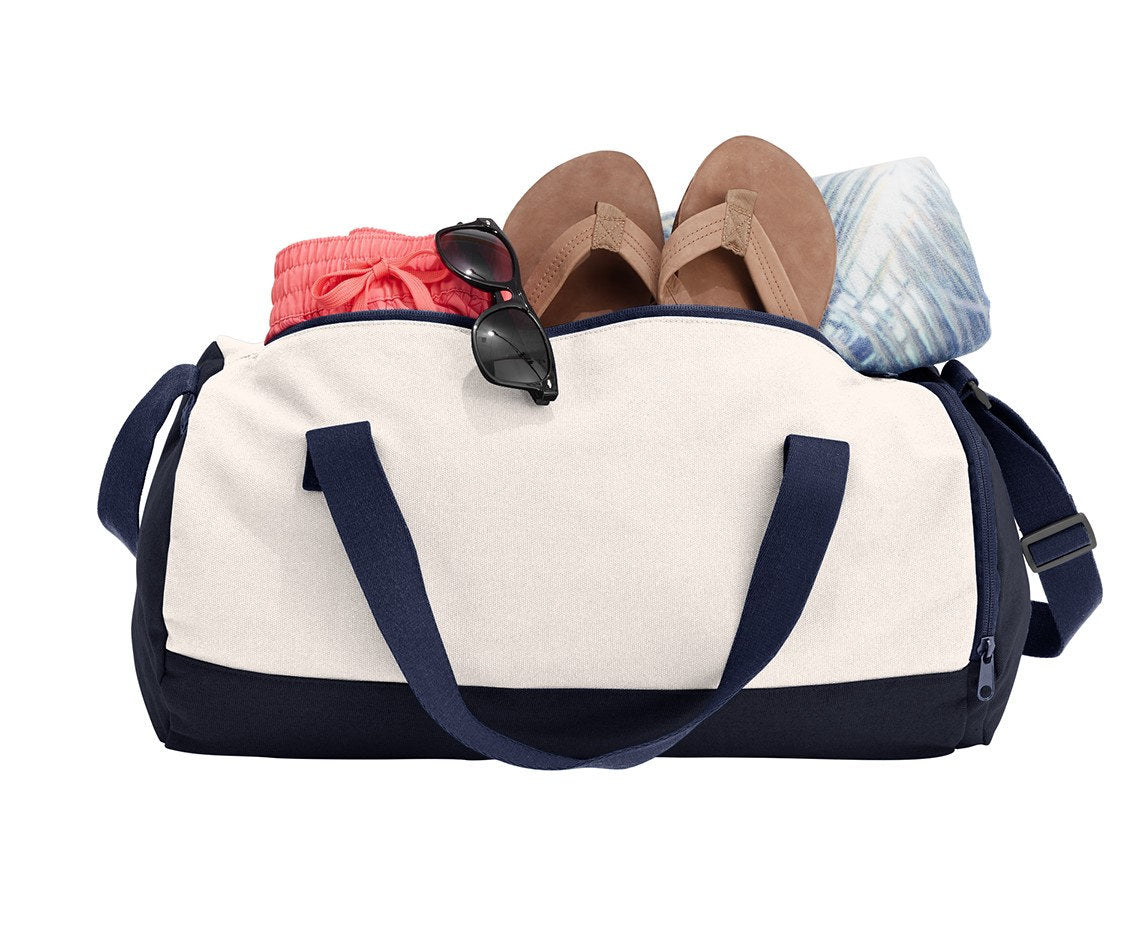 Personalized Cotton Barrel Duffel Bag, Beach Gym School PE Pool Duffle, Embroidered, Monogrammed Custom Name, Kids Gift, School Gift