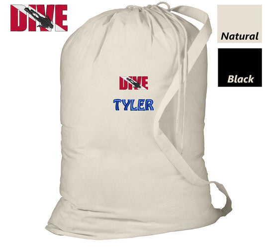 Personalized Scuba Diving Laundry Bag, Summer Camp Bag, College Dorm Laundry Bag, School Laundry Bag, Embroidered Monogrammed with Name