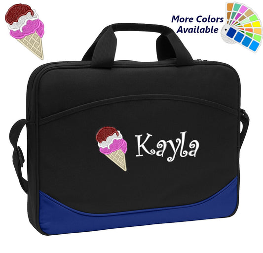 Personalized Computer Laptop Case Ice Cream Cone Dessert Embroidery Design with Your Name Perfect Chef Cook Gift