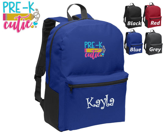 Personalized Kids Pre-K Backpack Embroidered Cutie Design, Funny Backpack, Monogrammed Name, Perfect Kids School Sports Gift