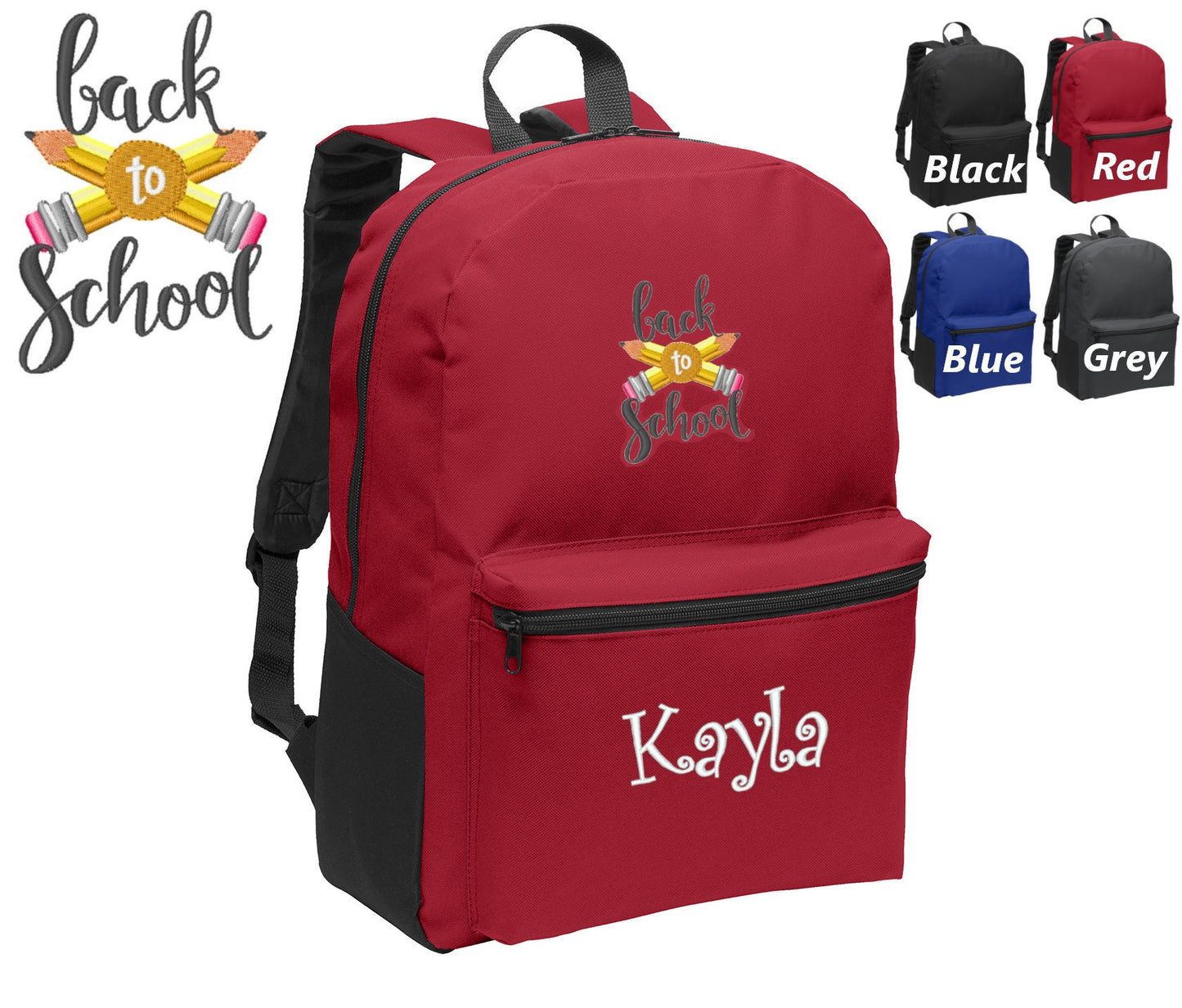 Personalized Kids Backpack Embroidered Back to School Monogrammed with Name of Your Choice Perfect Kids School Gift
