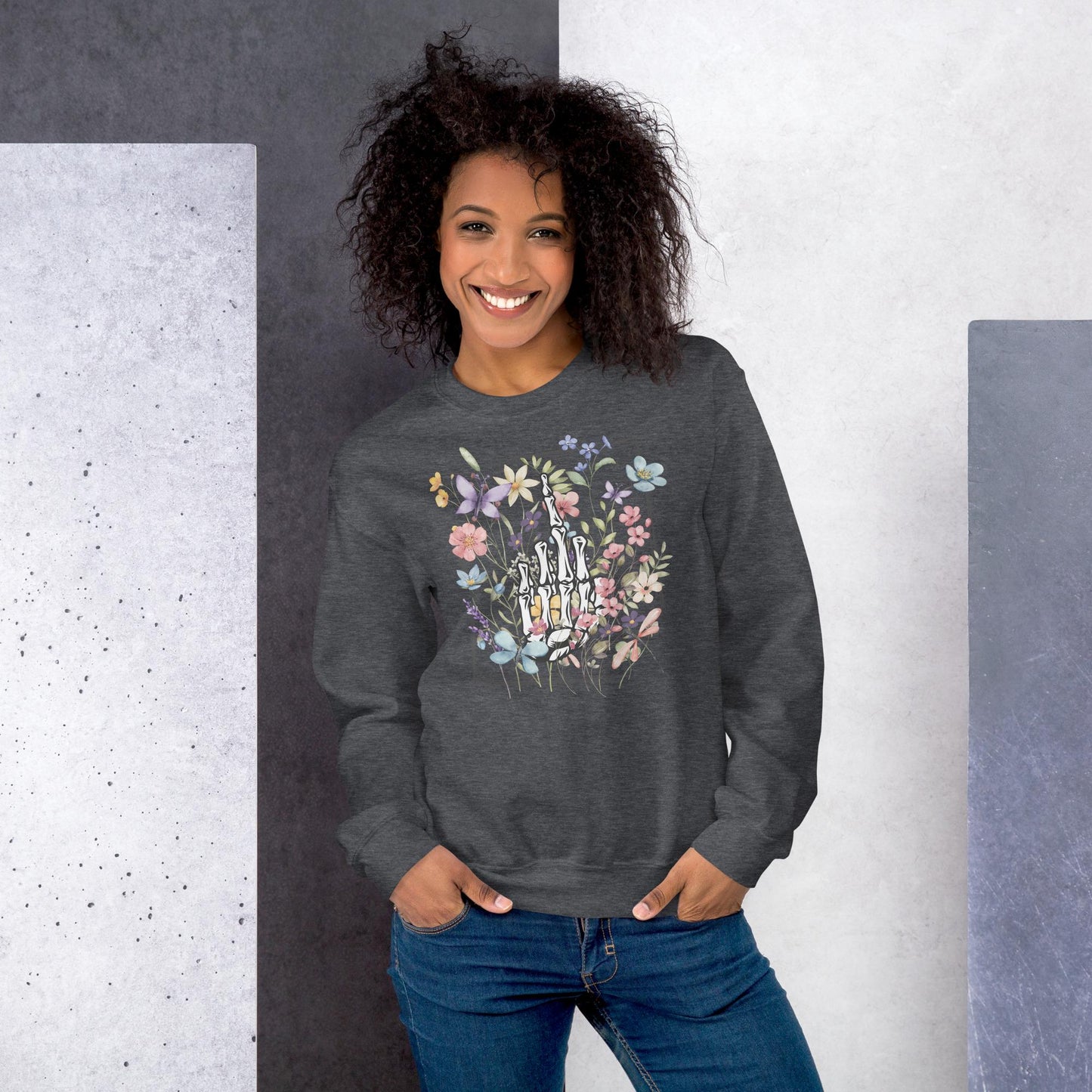 Middle Finger Sweatshirt, Middle finger Flowers Sweatshirts, Skeleton Finger Sweats, Skeleton Shirt, Middle Finger, Halloween Sweatshirt