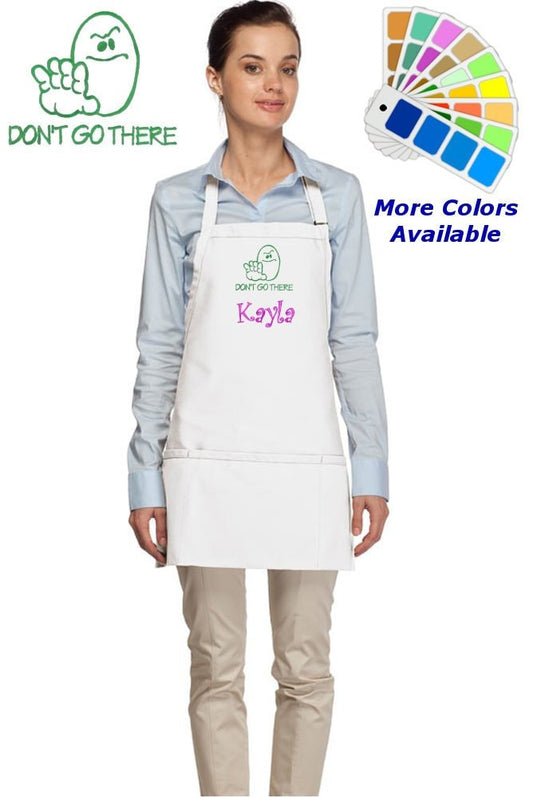 Personalized Apron Embroidered Funny Don't Go There Design Dad Mom Gift