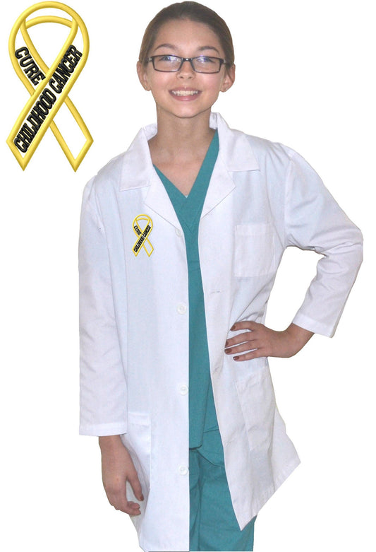 Kids Lab Coat with Cure Childhood Cancer Ribbon Embroidery Design