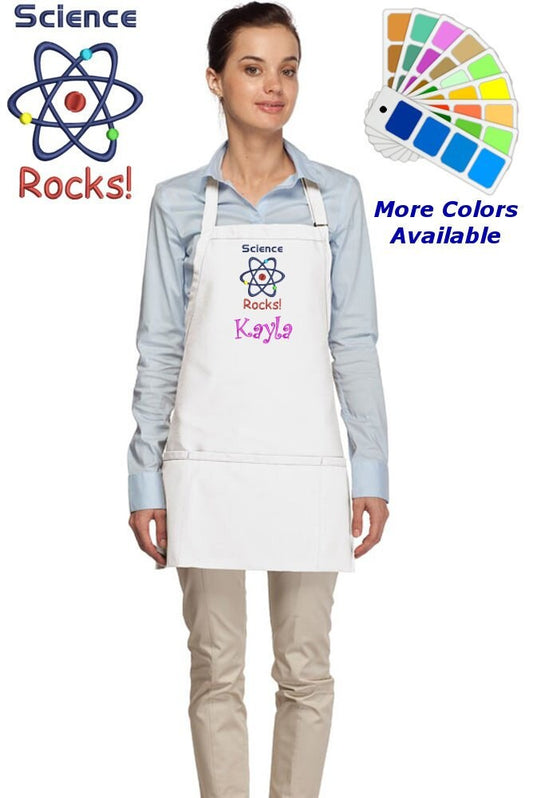 Personalized Science Apron Embroidered Science Rocks Design Teacher Gift