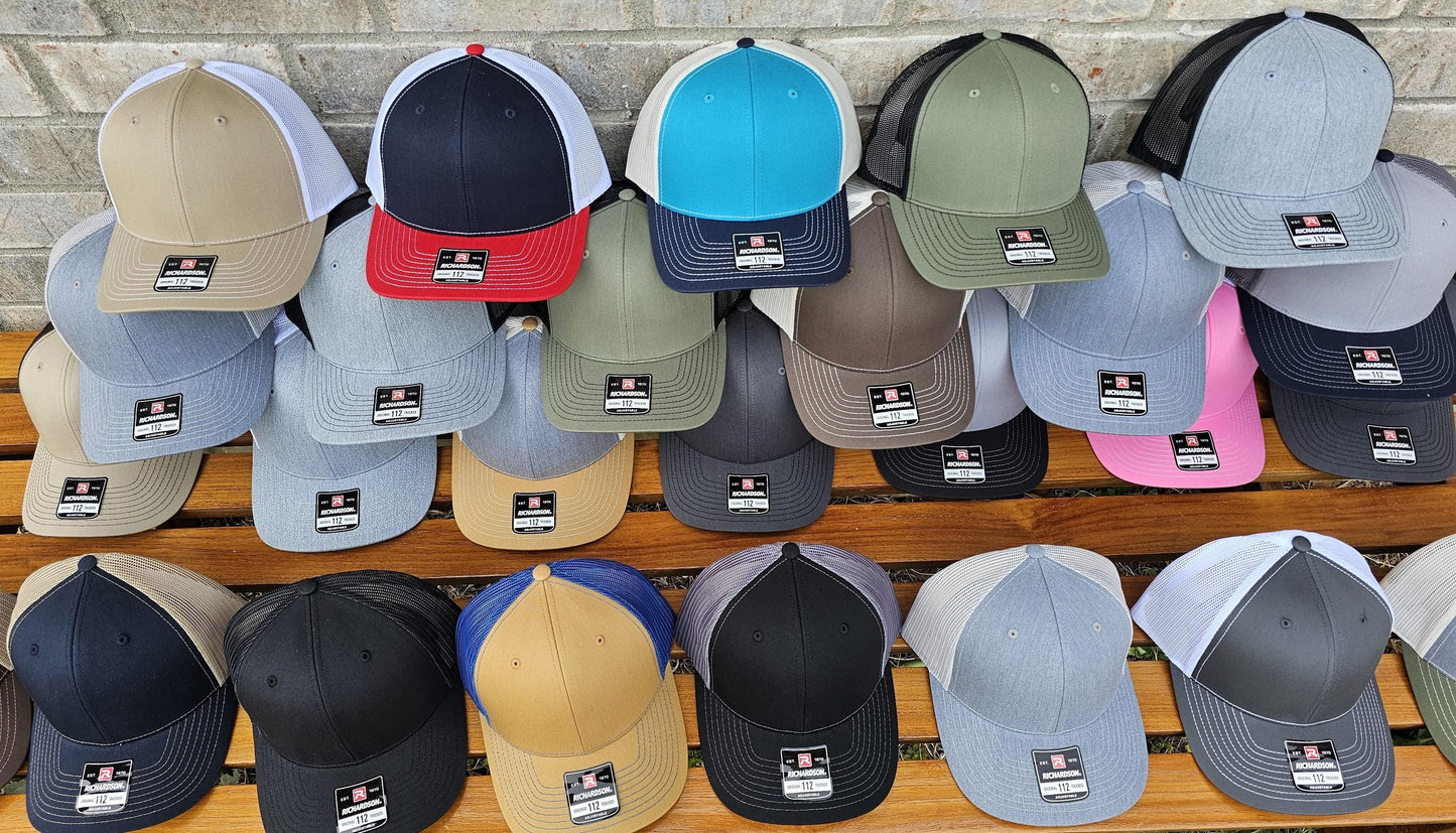 Dog Leather Patch Trucker Hat with Paw Print Flag, Richardson 112, Dog Lover Gift, Dad Gift, Husband Gift, July 4th USA Hat, Laser Engraved