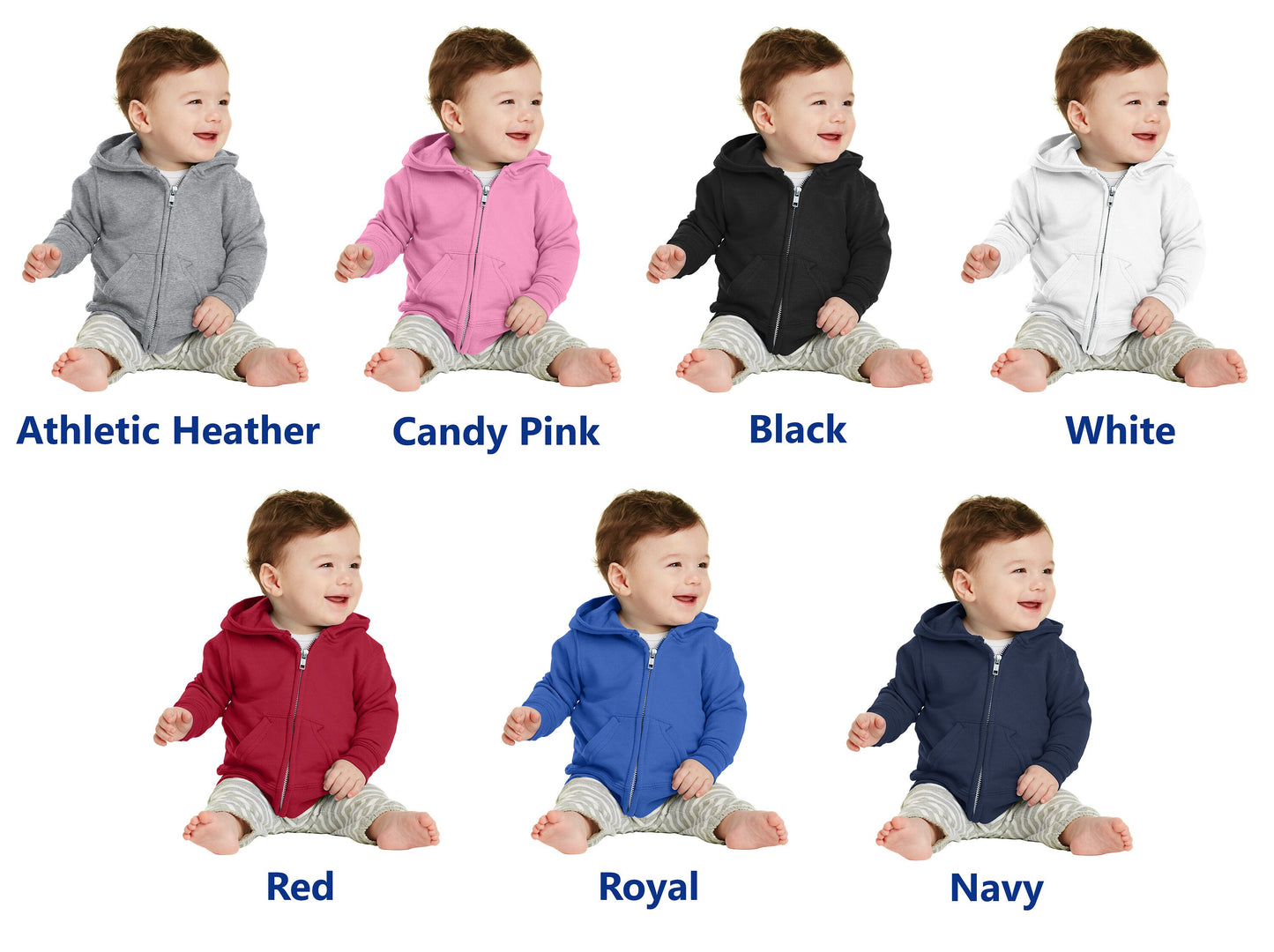 Personalized Infant Baby Hoodie, Sweatshirt with Hood, Baby Jacket, Zipper Embroidered Name, Baby Shower Gift, New Mom Gift