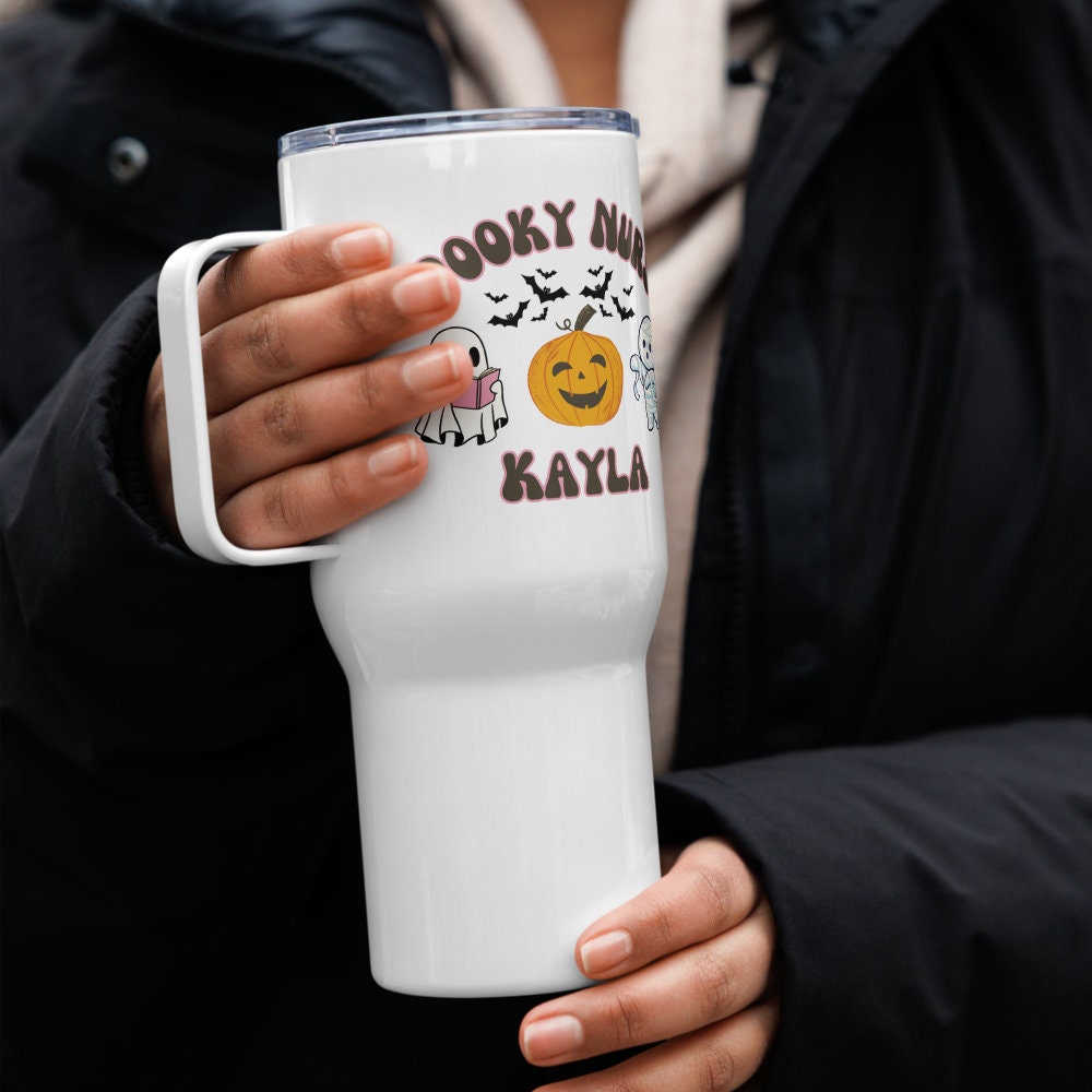 Custom Spooky Nurse Tumbler, Funny Nurse Halloween Mug, Retro Nurse Travel Cup, Cute Nurse Gift, Halloween Nurse Gift, Nursing Mug
