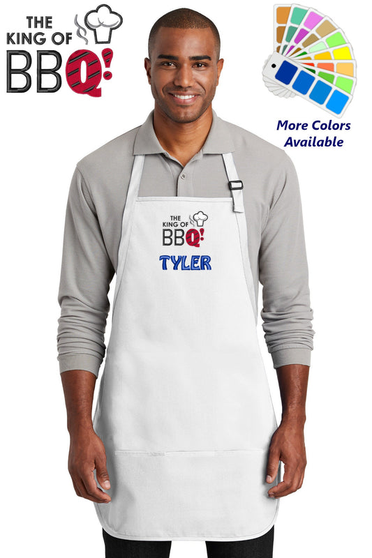 Personalized Bar B Que Apron Embroidered The King of BBQ Design Dad Gift