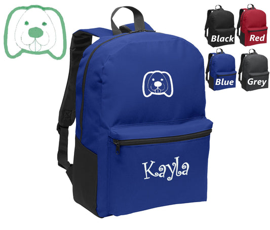 Personalized Kids Backpack Embroidered Puppy Monogrammed with Name of Your Choice Perfect Kids School Gift