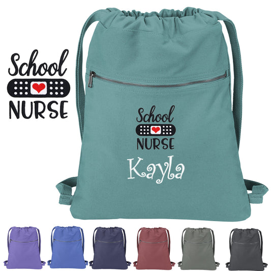 Personalized School Nurse Cinch Pack Gift, Embroidered Nurse Design, Drawstring Bag Doctor, Pool Backpack, Monogrammed Custom Name