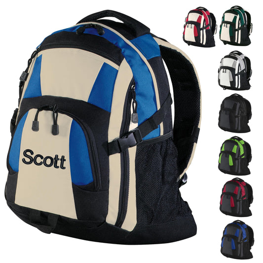 Personalized Backpack, Bottle Holder, Waist & Chest Strap, Embroidered Monogrammed Custom Name, Colorful, Perfect College Gift, Student Gift