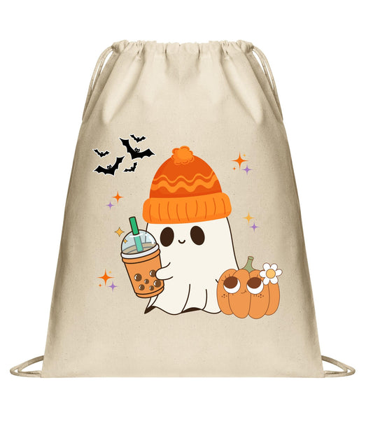 Halloween Cinch Pack, Drawstring Ghost Backpack, Retro Candy Bag, Printed Ghost Coffee Pumpkin, Perfect Fall Gift, Mom Gift