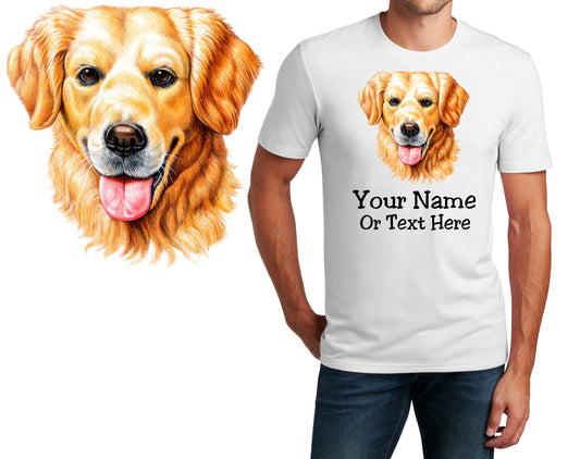 Personalized T-Shirt Golden Retriever Dog Design, Sports Shirt, Printed Shirt, Custom Name, Dad Gift, Mom Gift, Unisex Womens Tee