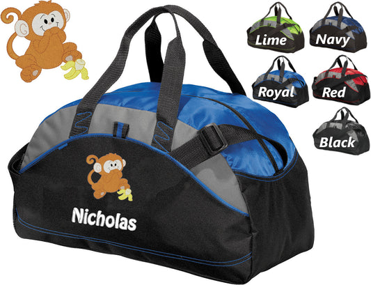 Personalized Diaper Bag for Dad, Athletic Diaper Bag, Embroidered Monkey, Bag, Infant Bag, Monogrammed Name, Shower Gift