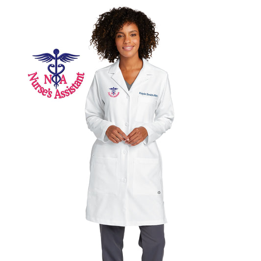 Personalized Nurses Assistant Lab Coat with Custom Embroidered Text or Name and Assistant Design, Doctor, Nurse, Jacket, Medical Apparel