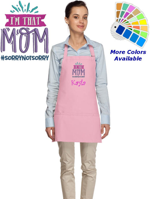 Personalized Mom Apron, Embroidered Im That Mom Design, Funny Mom Gift, Mothers Day Gift, Custom Mom Apron, Monogrammed Mom Apron