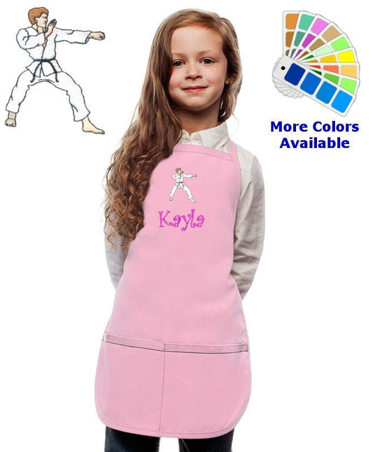 Personalized Kids Apron with Karate Martial Arts Embroidery Design, Kitchen Gift, School Gift, Sports Gift, Monogrammed, Cooking Party