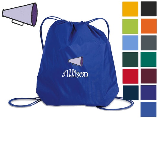 Personalized Kids Cheerleader Cinch Pack, Drawstring Gym School PE Pool Backpack, Embroidered Sports Bag, Monogrammed Custom Name, Kids Gift