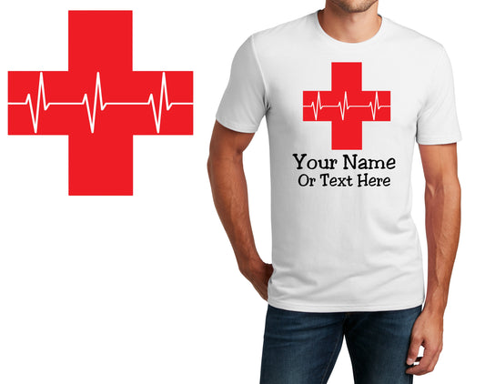 Personalized T-Shirt Firefighter EMS Cross Design, Fire Shirt, Custom Shirt Custom Name, Dad Gift, Fireman Gift, Unisex Womens Tee