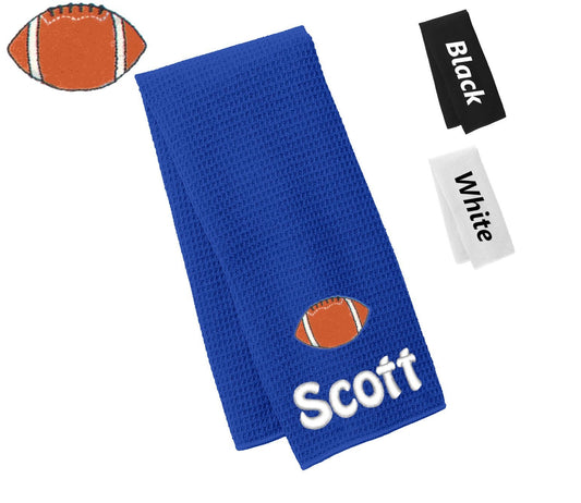 Personalized Football Towel, Gym Towel, Workout Towel, Fitness Towel, Microfiber, Embroidered Name, Monogrammed Sports Gift