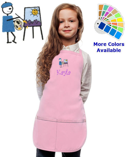 Personalized Kids Art Smock with Artist Embroidery Design
